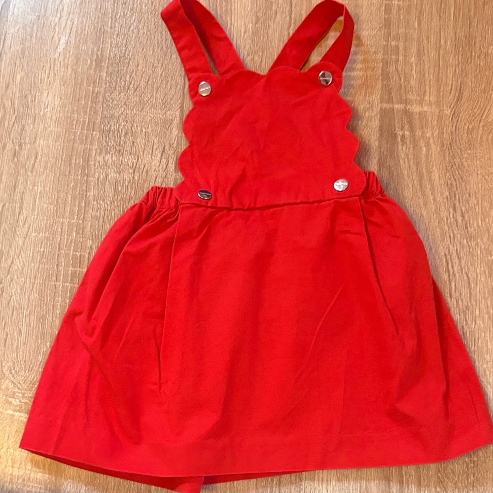 Jacadi Red Scalloped Pinafore Dress for Girls